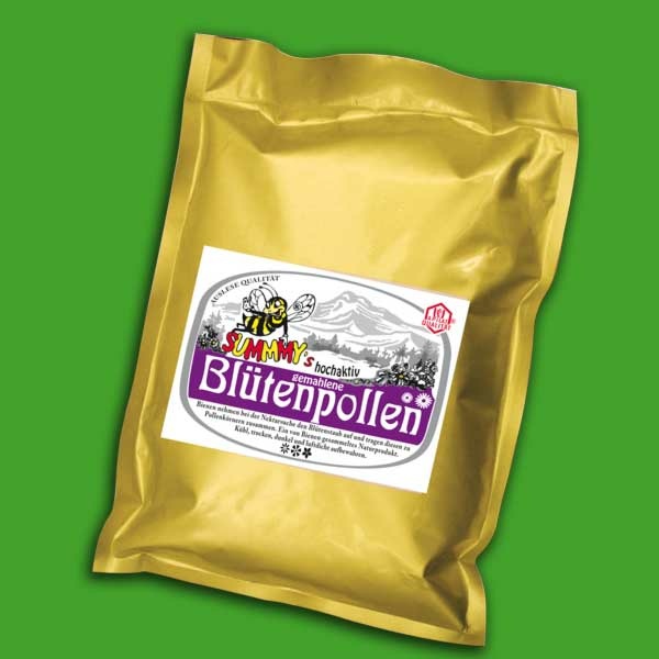 SUMMMYs® Blüten-Mischpollen, fein gemahlen und hochaktiv, ist ein wahres Naturwunder. In der praktischen 500 g-Packung kommt der Pollen aus verschiedenen Blüten und bietet eine Vielzahl an Nährstoffen. Ideal als gesunde Tagesration für Ihre Ernährung.