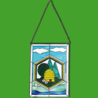 Dieses handgefertigte Fensterbild mit DIB-Emblem in...