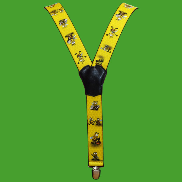 Hosenträger mit Bienenmotiv, verstellbar, gelb