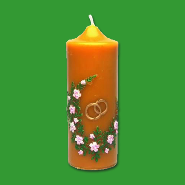 Mit dieser „Hochzeitskerze, Ringe“-Form können Sie eine besondere Hochzeitskerze mit einem Wachsgewicht von 530 g und einer Größe von 18 x 6 cm gestalten – ideal für festliche Anlässe.