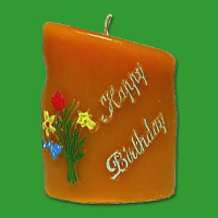 Kerzenform "Zierkerze, Happy Birthday"  7,2 x 7cm