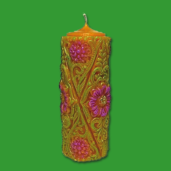 Die Strukturkerze, Blumen, groß-Gießform (18 x Ø 6,5 cm) ermöglicht das Gießen einer großflächigen Strukturkerze im floralen Design. Perfekt für kunstvolle Akzente.