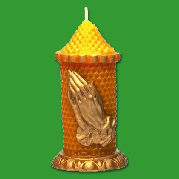 Wabenkerze „Betende Hände“: Eine hochwertige Gießform, die Imker*innen inspiriert, Wachs in anmutige Gebetsgesten zu verwandeln. Mit 190 g Wachs entsteht eine spirituelle Kerze von ca. 12 x 6 cm.