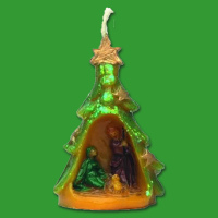 Kerzenform "Tannenbaum mit Krippe"  8 x 4cm
