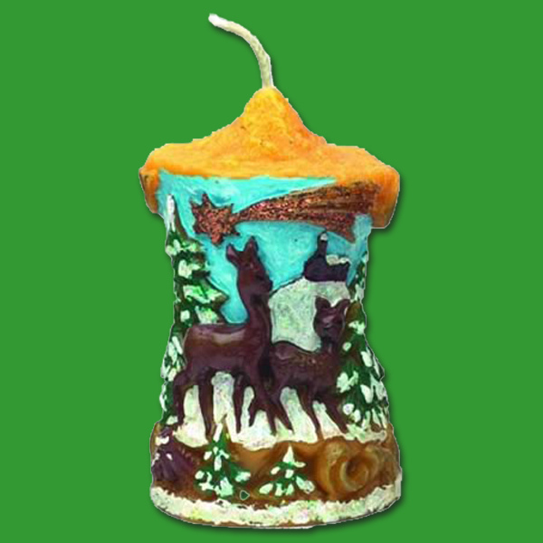 Die Kerzengießform „Zierkerze mit Rehe, rau“ ist ein Highlight für Naturliebhaber*innen. Dank robuster Silikonform lassen sich detailreiche Kerzen in der Größe 12,5 x Ø 7,5 cm gießen – perfekt für winterliche Dekorationen.