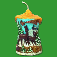 Die Kerzengießform „Zierkerze mit Rehe,...