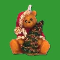 Kerzenform "Teddy mit Baum"  7 x 6,5cm