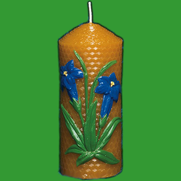 Mit der Wabenkerze mit Enzianmotiv Kerzengießform gelingt das Gießen von einzigartigen Kerzen, die mit ihrem Enzian-Motiv beeindrucken. Diese Form hat eine Größe von 13 x 6 cm und ein Wachsgewicht von 270 g.