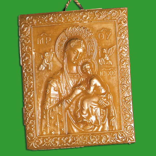 Diese kunstvolle Gießform „Ikone Maria, Relief“ ermöglicht es Imker*innen, hochwertige Kerzen mit einer erhabenen Darstellung der Maria zu fertigen. Die Form ist 10 x 12 cm groß, präzise geschnitten und produziert ein Wachsgewicht von ca. 130 g – ideal für feierliche Anlässe.