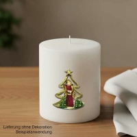 Kerzenverzierung "Engel vor Weihnachtsbaum", bunt,