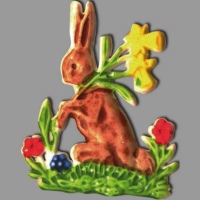 Verspielte Eleganz: Der Osterhase mit Blume...