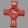 Kerzenverzierung "Kreuz mit Symbolen " rot/gold   5 Stck