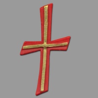 Kerzenverzierung "Kreuz " rot/gold   6 Stck