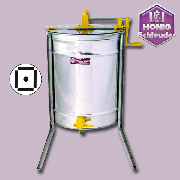 Die 4-Waben-Honigschleuder STANDARD aus Edelstahl mit einem Ø von 52 cm ist robust und leistungsfähig. Perfekt für größere Mengen Honig mit einem tangentialen Rundgitterkorb. Ein Must-Have für professionelle Imkereien.