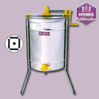 Die 4-Waben-Honigschleuder STANDARD aus Edelstahl mit einem Ø von 52 cm ist robust und leistungsfähig. Perfekt für größere Mengen Honig mit einem tangentialen Rundgitterkorb. Ein Must-Have für professionelle Imkereien.