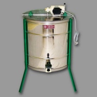 4-Waben-Selbstwende-Honigschleuder STANDARD, Korb u Kessel Edelstahl, 63 cm Ø, 110 W-Motor-Antrieb