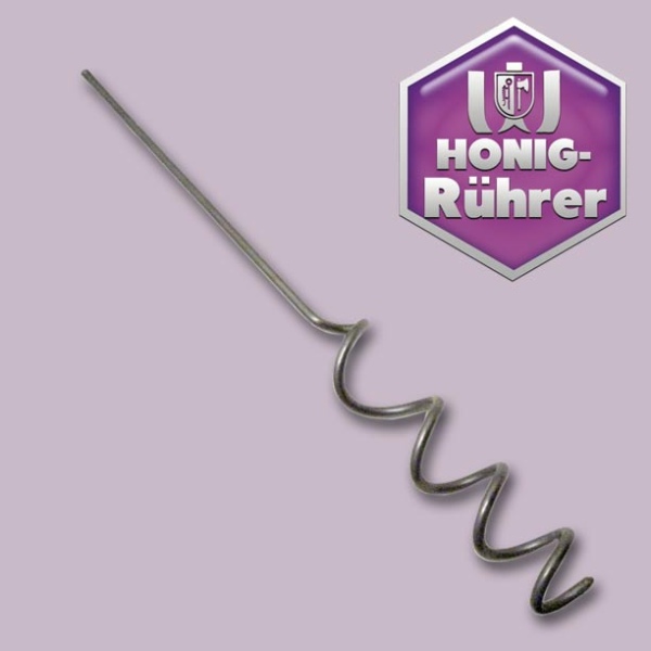 Diese 8-mm-Rührspirale aus Edelstahl ohne Mittelwelle bietet eine kompakte, polierte Lösung für das sorgfältige Durchmischen kleiner Honigmengen.