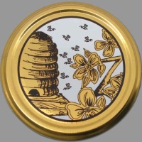 TO-Deckel für 500g-Glas, 82 mm Ø, -gold mit Bienenkorb-