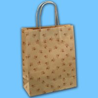 Die Papier-Tragetasche mit Bienendruck ist aus braunem...