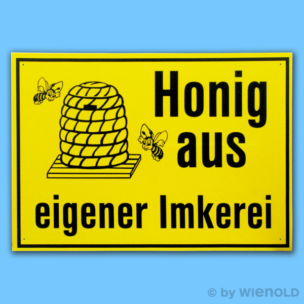 Produktbild von Werbeschild Honig (42x30 Cm) – Wetterfestes PVC-Schild Für Bienen & Imkerei, Innen & Außen
