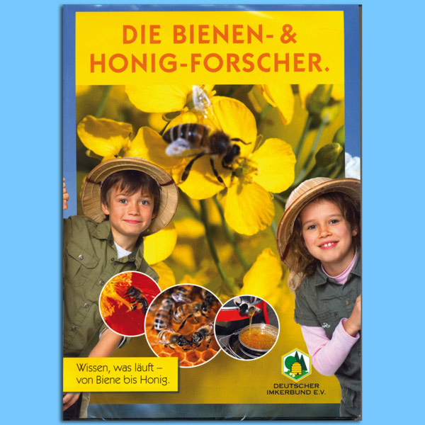 Die DIB-Broschüre Die Bienen- und Honigforscher im 10er-Pack ist ein informativer Begleiter für Imker*innen, die in Schulen oder bei Veranstaltungen über die faszinierende Welt der Bienen und die Honigproduktion aufklären möchten.