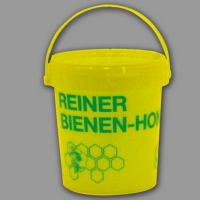 1-kg-Honigeimer in leuchtendem Gelb mit grünem...