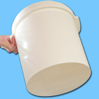 40 kg - Plastik-Hobbock mit zwei Tragemuscheln und Deckel, weiß konisch