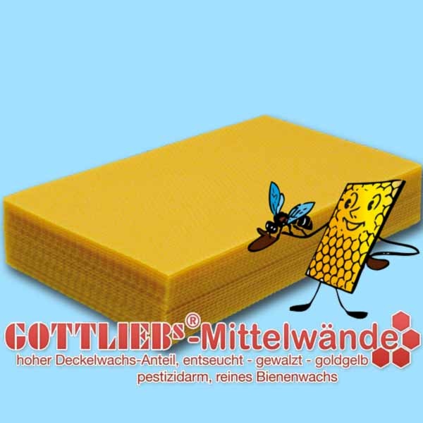 Die GOTTLIEBS® Mittelwände -Langstroth Honig- mit einer Größe von 420 x 160 mm sind speziell für die Honigernte konzipiert. Sie bieten ca. 17 Blatt pro kg und gewährleisten eine schnelle und gleichmäßige Honiglagerung in der Langstroth-Beute. Diese Mittelwände sind ideal für Imker, die Wert auf eine effiziente Honigernte legen.