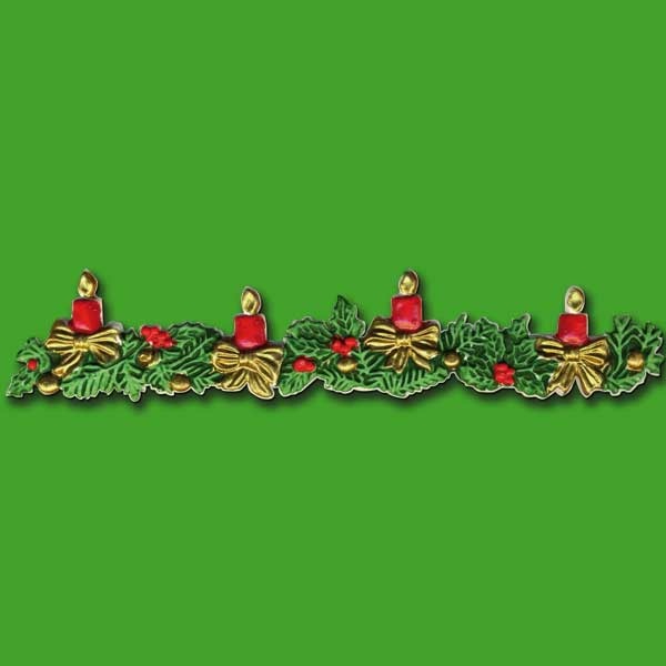 Kerzenverzierung "Adventskranz-Borte mit roten Kerzen"