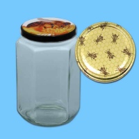 Neutrales 1000 g - Honigglas, sechseckig, mit TO-Deckel...