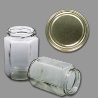 Neutrales 1000 g - Honigglas, sechseckig, mit TO-Deckel...