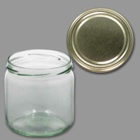 Neutrales Honigglas 500 g, rund, mit TO-Deckel -gold, neutral-, 82 mm Ø