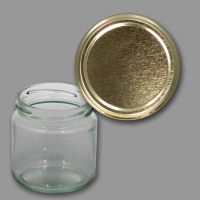 Neutrales 250g - Honigglas, rund, mit TO-Deckel -gold neutral-, 66 mm Ø