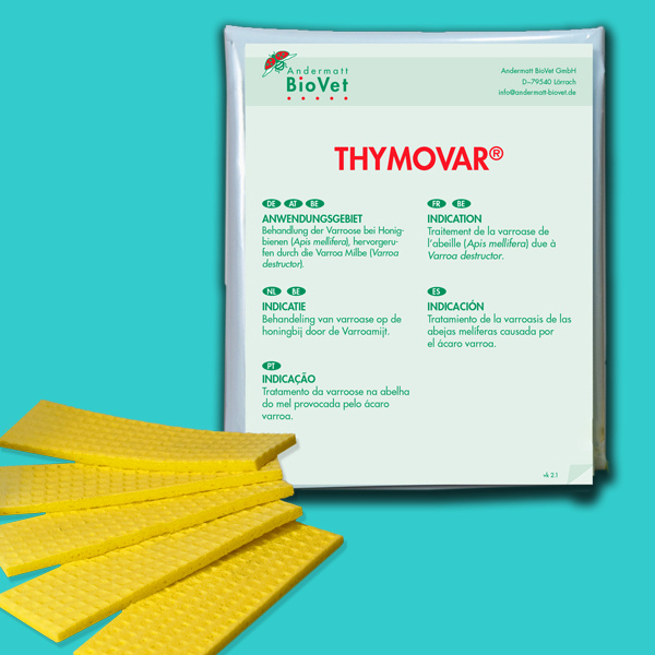 Thymovar zur Varroa-Behandlung: Thymovar besteht aus 2 Packungen mit je 5 Plättchen, die mit lebensmitteltauglichem Thymol imprägniert sind. Es eignet sich hervorragend für die Langzeitbehandlung der Varroose und schützt vor einer Reinvasion der Milben.