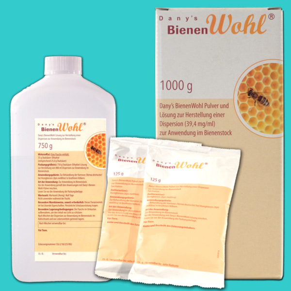 Danys Bienen-Wohl 1000g ist eine spezielle Lösung zur Behandlung der Varroose bei brutfreien Bienenkolonien. Es hilft, das Immunsystem der Bienen zu stärken und die Milbenpopulation zu reduzieren. Packungsbeilage beachten für optimale Anwendung.