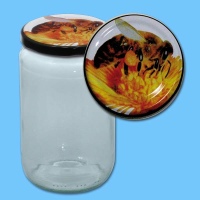 Neutrales 1000g - Honigglas, rund, mit TO-Metall-Deckel,...