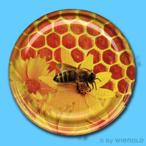 60x Schraubdeckel Für 250g Twist-Off Gläser - 66mm Metalldeckel In Bienen-Gelb, BPA-frei