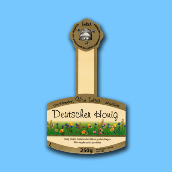 Honigglas - Steg-Etiketten "Deutscher Honig" (beige) für 250g, selbstklebend 100 Stck