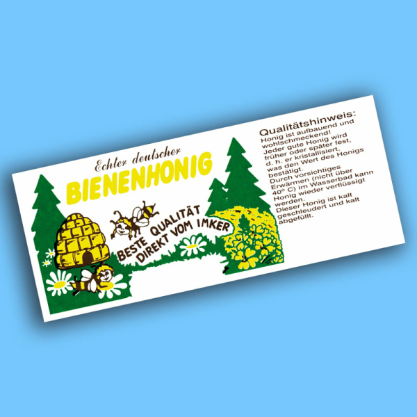 Diese Etiketten für 500g Honiggläser bieten ein ansprechendes, weiß-buntes Design und sind nassklebend. Mit 100 Etiketten pro Packung eignen sie sich perfekt für die professionelle Vermarktung von Honig. Der bunte Look und die vielseitige Anwendung machen diese Etiketten zu einer hervorragenden Wahl für Imker, die ihren Honig individuell kennzeichnen möchten.