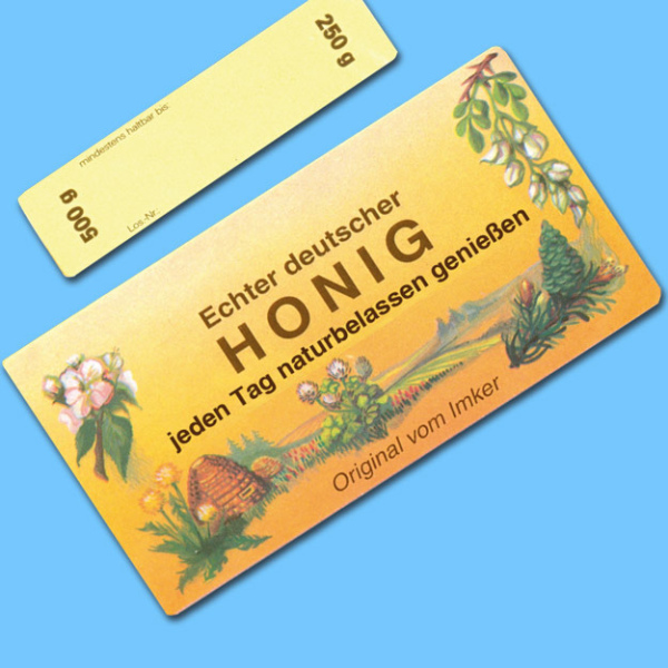 Diese Etiketten für 250g Honiggläser sind bunt und selbstklebend, mit separater Deckellasche. Sie tragen den Aufdruck Echter Deutscher Honig und sind eine ideale Wahl für Imker, die ihren Honig mit einem professionellen Etikett versehen möchten. Mit 100 Etiketten pro Packung bieten sie eine praktische Lösung für kleine Glasgrößen.