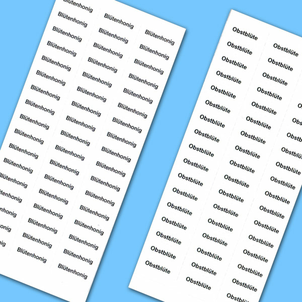 Diese Sortenetiketten für Honiggläser bieten eine praktische und ansprechende Möglichkeit, verschiedene Honigsorten zu kennzeichnen. Die Etiketten sind nassklebend und eignen sich für die Verwendung mit DIB Gewährstreifen. Sie sind in einer Packung mit 102 Stück erhältlich und ermöglichen es Imkern, ihre Honige klar und professionell zu kennzeichnen.