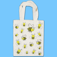 Baumwoll-Tragetasche mit 2-farbigem Bienenmotiv, klein