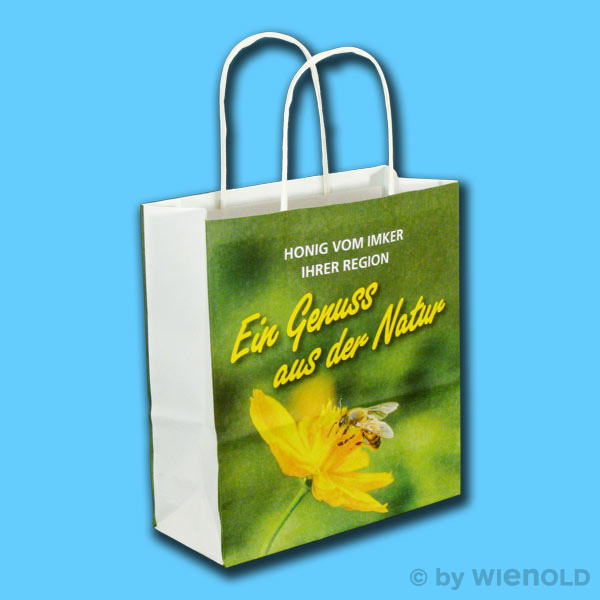 Papiertragetasche mit Kordelgriff &amp;quot;Ein Genuss aus der Natur-Honig vom ...