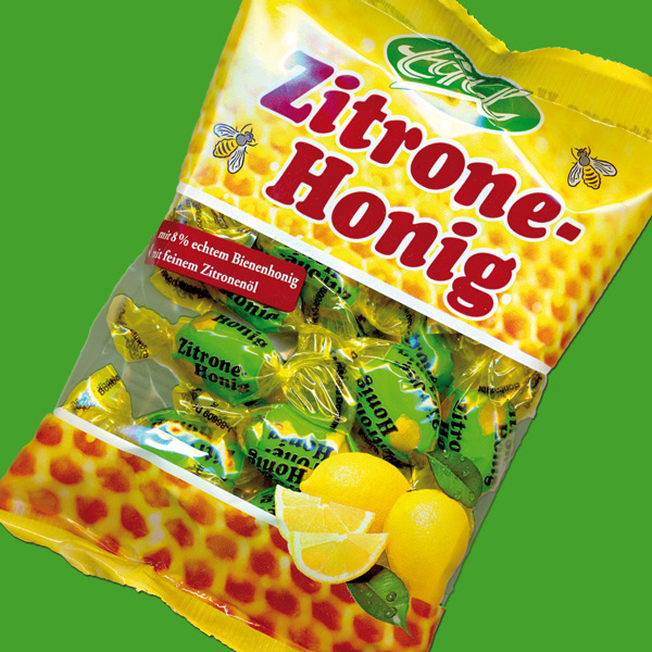 Zitrone-Honig-Bonbons im 1 kg-Beutel. Süße und frische Zitrusnoten in einer praktischen Verpackung.