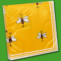 Fröhliche Servietten mit Bienenmotiv, dreilagig und...