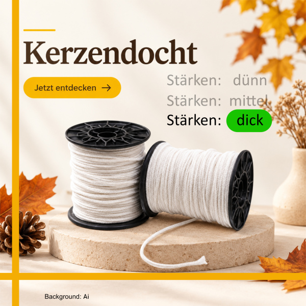Kerzendocht rund, Nr. 12,  10 m-Spule