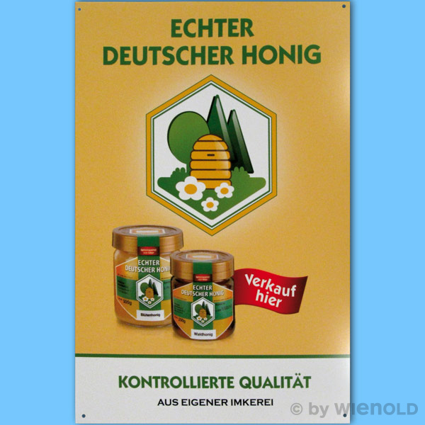 Werbeschild „Biene für Honig aus eigener Imkerei Werbeschild „Biene für Honig aus eigener Imkerei
