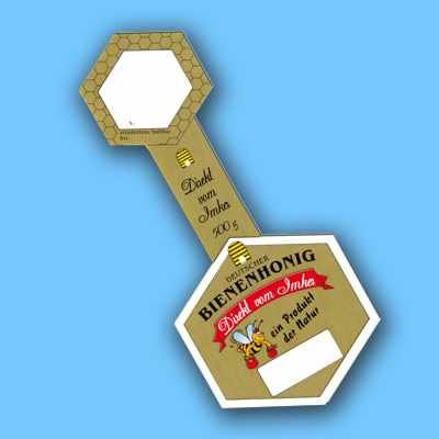 Die gold-bunten Steg-Etiketten für 500g-Honiggläser sind ideal für die ansprechende Präsentation von Honig. Mit einem Deckeltaschenbereich und einem MHD-Feld sind diese Etiketten besonders praktisch. Der Aufdruck „Deutscher Bienenhonig“ und das freie Feld für die Sortenbezeichnung ermöglichen eine vielseitige Verwendung. Diese 50 Etiketten bieten sowohl funktionale als auch ästhetische Vorteile.