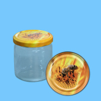 Neutrales Honigglas 500 g, rund, mit TO-Metall-Deckel...
