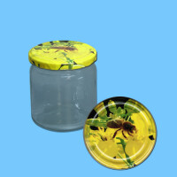 Neutrales Honigglas 500 g, rund, mit TO-Metall-Deckel...